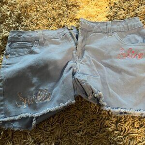 XOXO Girls Light Blue Shorts With words "Sparkle" and "Shine" on front Size 16